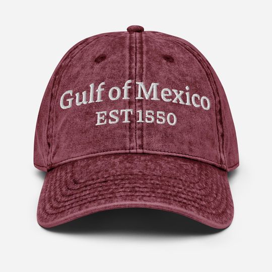 Discover Gulf of Mexico Est 1550 Vintage Cotton Twill Cap with Embroidery