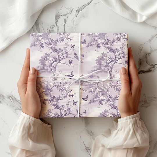 Discover Purple Butterfly Chinoiserie Wrapping Paper