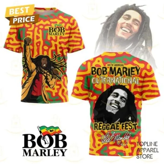 Discover Bob Marley 44th Annual Outernational Reggae Fest Signature 3D T-Shirt