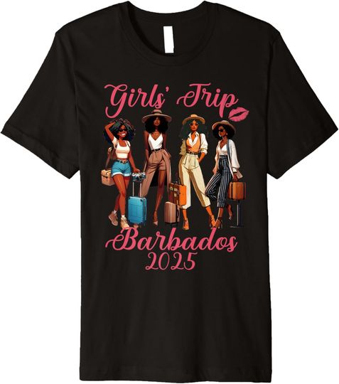 Discover Barbados Girls Trip 2025 Black Girls Birthday Squad Vacation Premium T-Shirt