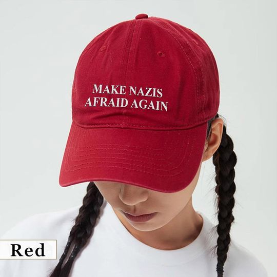 Discover Embroidered Make Nazis Afraid Again Hat, Anti Trump MAGA Embroidery