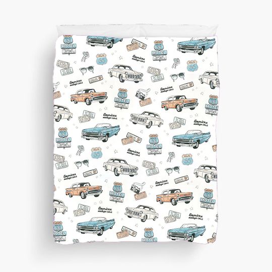 Discover American Vintage Car Kids and Baby Duvet Cover