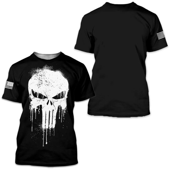 Discover Military Punisher Patriotic Skull dropped 3D T-Shirt
