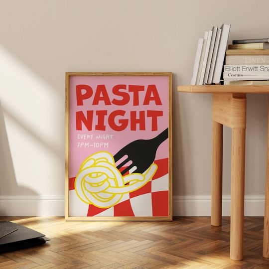 Discover Pasta Night Poster, Spaghetti Poster, Pasta Lover Poster