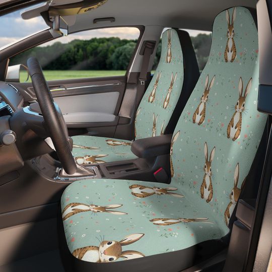 Discover Blue Bunny Rabbit Car Seat Covers - Perfect for Spring Decor