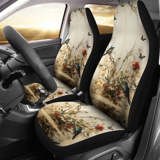 Discover Vines Flowers and Hummingbirds Car Seat Cover
