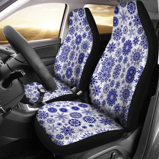 Discover Blue Snowflake Car seat Covers, Custom Made Cover New Car Gifts for Her Car Accessories Car Decor