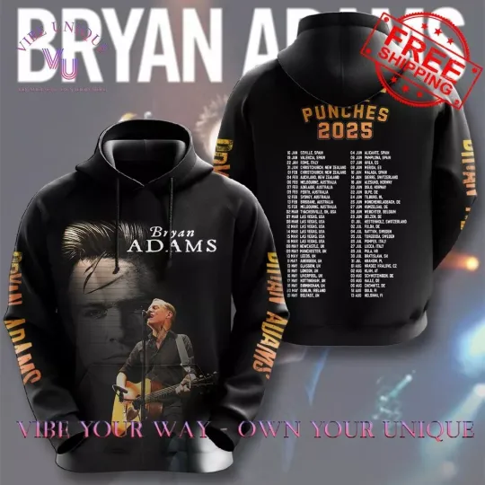 Discover Bryan Adams Roll With The Punches 2025 Shirt, Bryan Adams 3D Hoodie