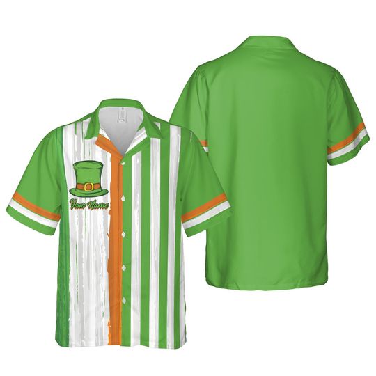 Discover Personalized Name St Patrick's Day Hawaiian Shirt, Custom Leprechaun Hat St Patty's Day