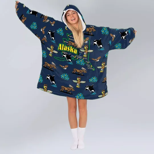 Discover Cute Alaska Cartoon Oversized Blanket Hoodie