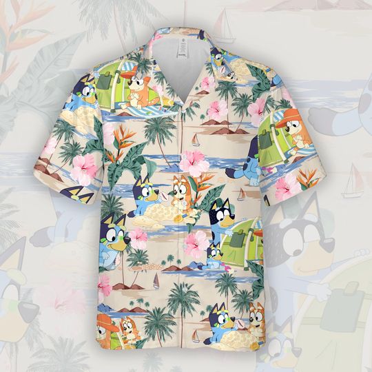 Discover BlueyDad Dog Hawaiian Shirt, BlueyDad Cartoon Hawaiian Shirt