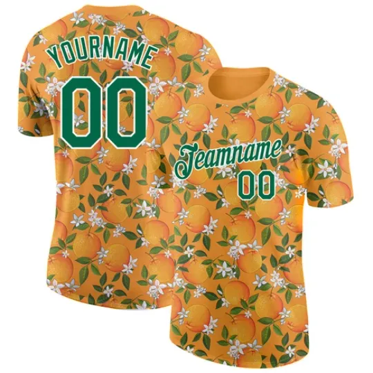 Discover Custom Orange Kelly Green-White 3D T-Shirt Orange Citrus Fruit