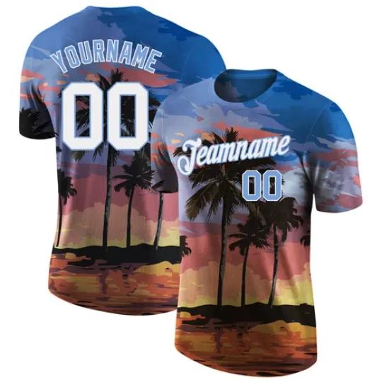 Discover Custom 3D Pattern Design Hawaii Palm Trees Performance T-Shirt