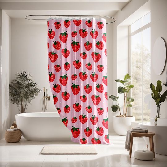 Discover Modern Strawberry Shower Curtain Strawberry Home Decor Bathroom Decor Bath Curtains