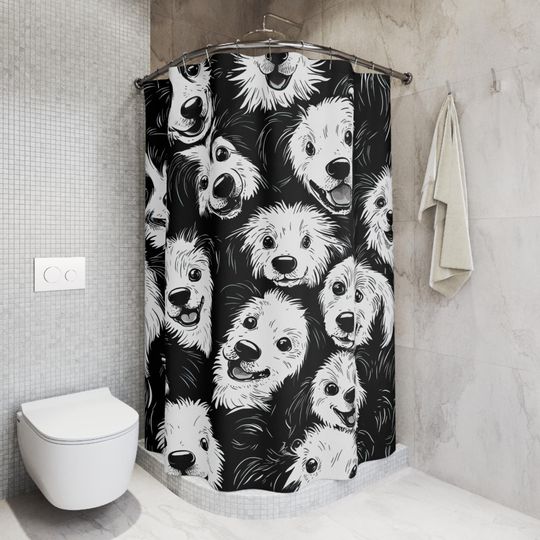 Discover Funny Quirky Dog Lover Shower Curtain, Funny Dog Bathroom Decor