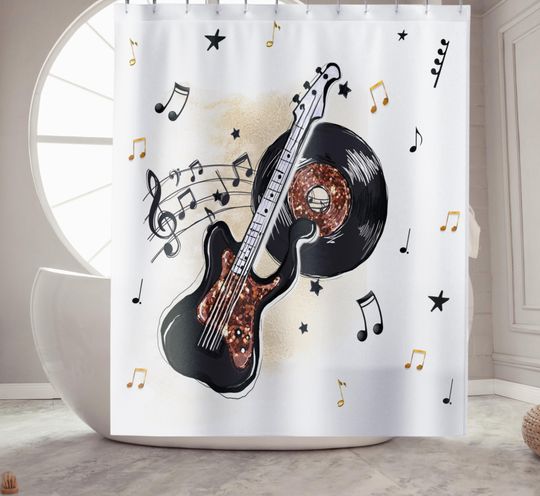 Discover Music Shower Curtain Bathroom Decor Music Lover Gift
