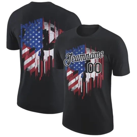 Discover Custom Black White 3D American Flag Patriotic Performance T-Shirt