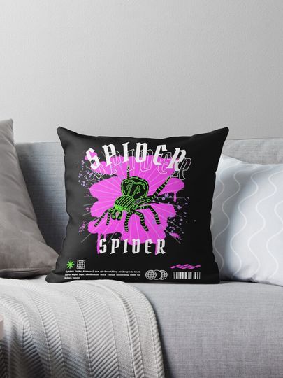 Discover green spider Pillow