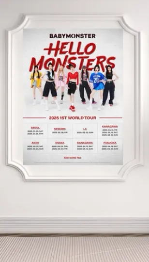 Discover Baby Monster Hello Monster Poster 18in X 24in Glossy Music Tour Date 2025 Poster