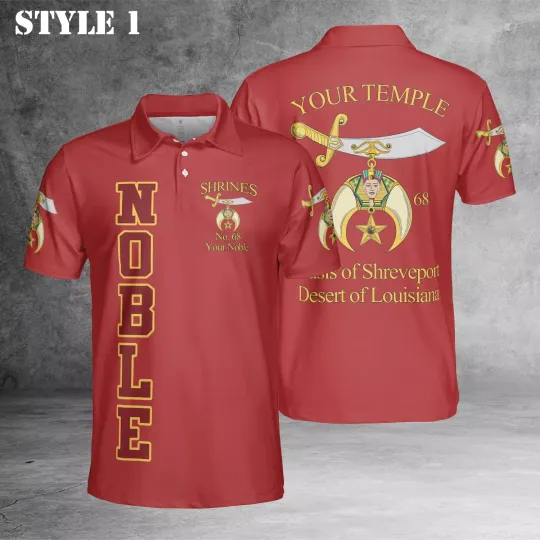 Discover Custom Name Temple Shriners Noble Freemason HOJ 3D Polo Shirt