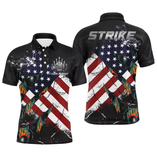 Discover American Flag Bowling Shirt for Men Custom Bowling