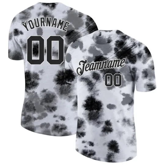 Discover Custom Tie Dye Black-White 3D Steel Performance T-Shirt