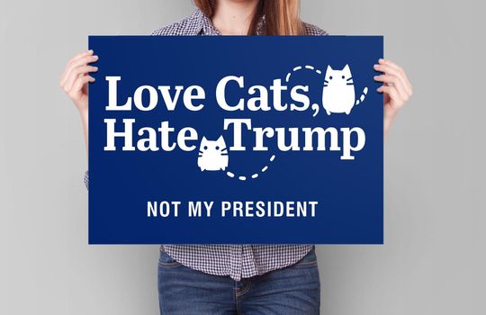 Discover Love Cats Hate Trump  Sign, Anti Trump Protest Sign Not My President Childless Cat Lady sign instant download