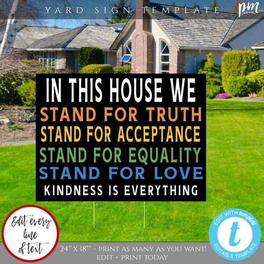 Discover In This House We Believe Yard Sign, Kindness is Everything Lawn Sign