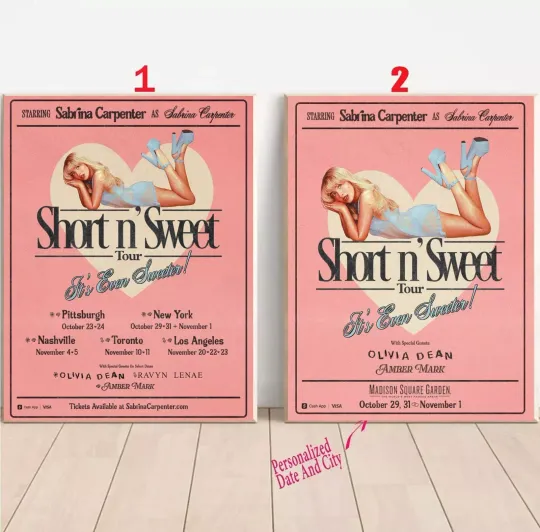 Discover Custom Sabrina Carpenter Short N' Sweet' U.S. Tour  2025  Poster