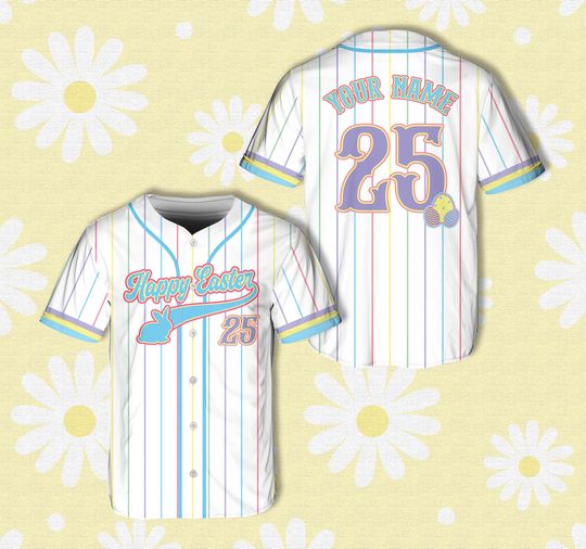 Discover Personalized Name Number Happy Easter Baseball Jersey