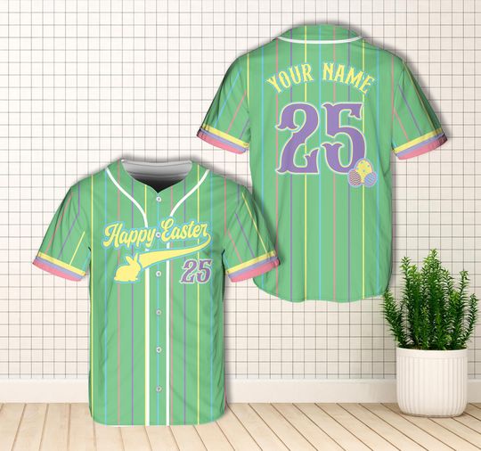Discover Personalized Name Number Happy Easter Baseball Jersey