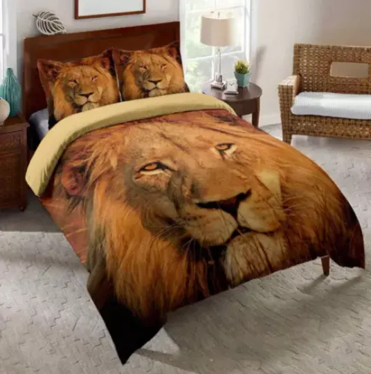 Discover 3D Brave Lion Bedding Set Duvet Cover Queen Comforter Cover PillowCase
