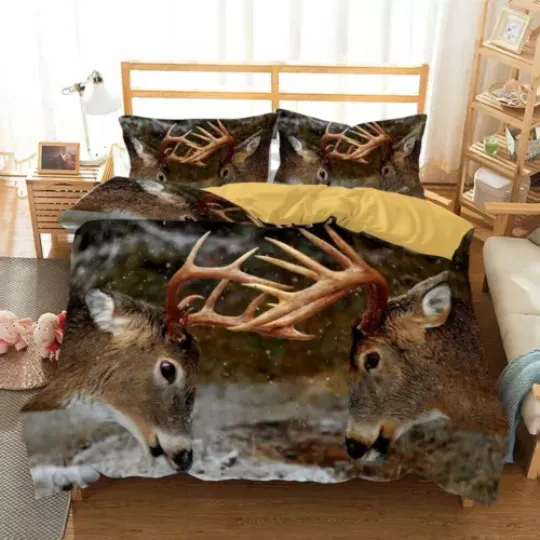 Discover 3D Deer Struggle Bedding Set Duvet Cover Comforter Cover Pillow Case Queen King