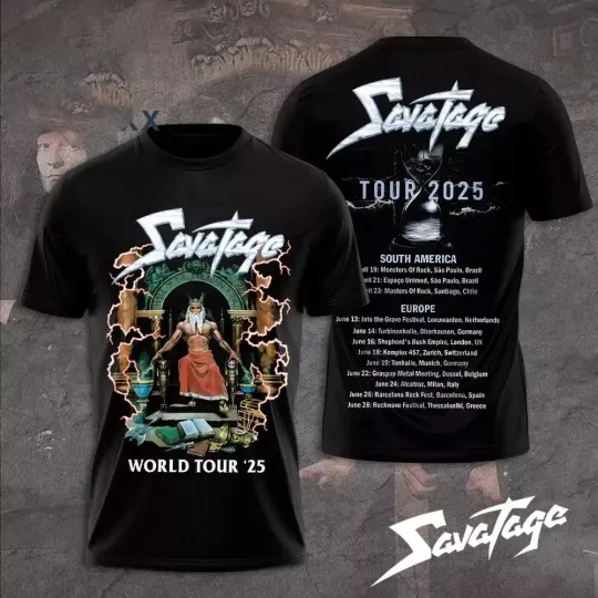 Discover Savatage World Tour 2025 3D T-Shirt Gift For Fans All Sizes