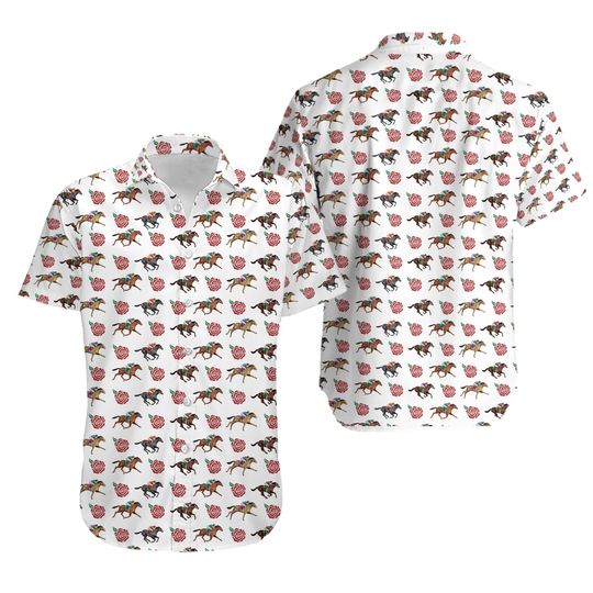 Discover Race Horse & Rose Kentucky Derby Men's Hawaiian Shirt