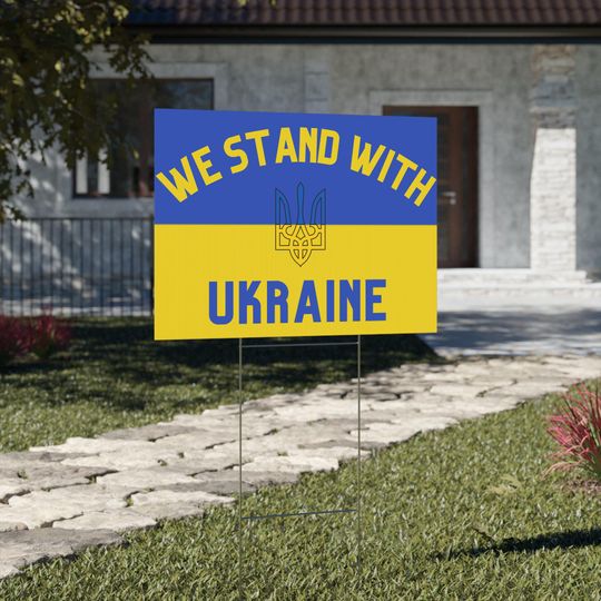 Discover We Stand With Ukraine - Double Sided Yard Sign with Stakes Sign