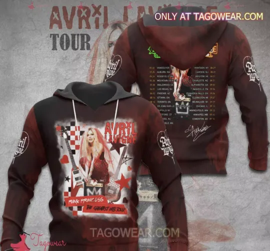 Discover Avril Lavigne Punk Princess The Greatest Hits Tour 3D Hoodie