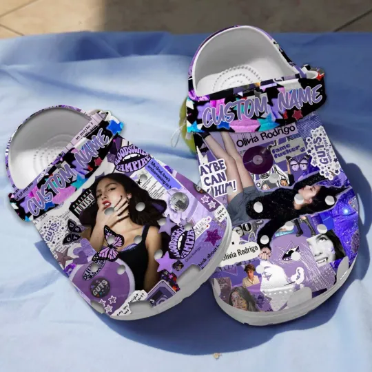 Discover Personalised Eye-catching Design Singer Olivia Rodrigo Purple Clogs