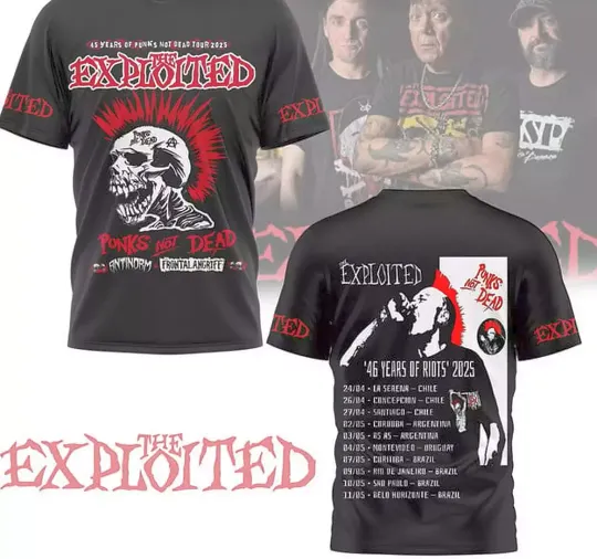 Discover The Exploited 46 Years Of Riots 2025 The Schedule Of Greatness T-Shirt 3D Gift