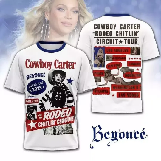 Discover Beyoncé 2025 Cowboy Carter tour 3D T-Shirt