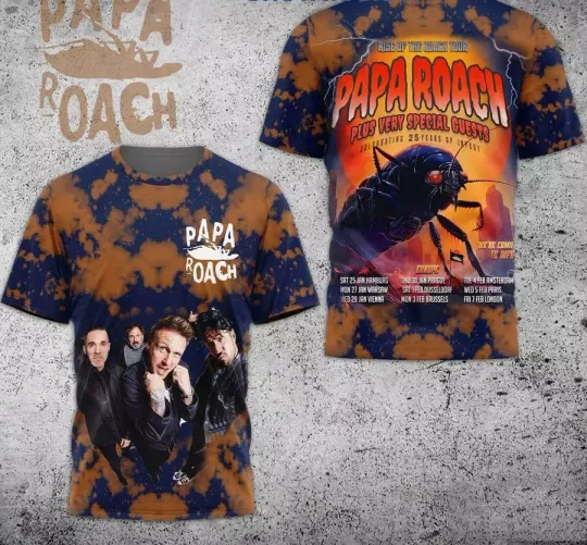 Discover Papa Roach Rise Up The Roach Tour 2025 T-Shirt 3D