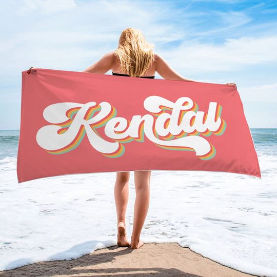 Discover Personalize Beach Towel, Retro Custom Towel, Personalize Gift