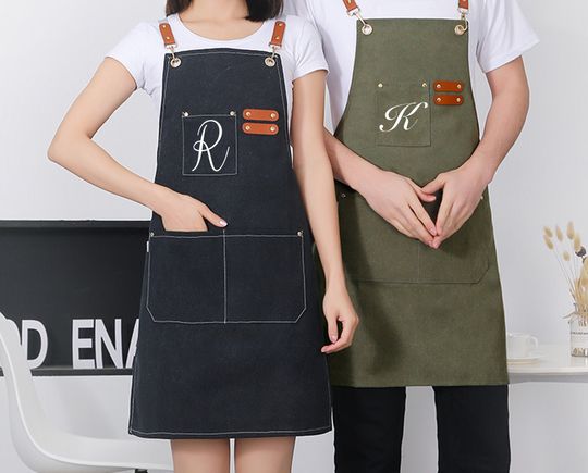 Discover Personalized Unisex Canvas Apron, Custom Cross Back Artist Apronft