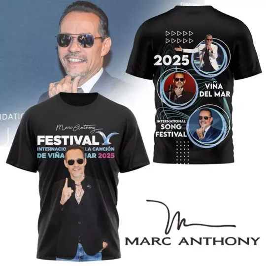 Discover Marc Anthony 2025 Vina Del Mar International Song Festival 3D T-Shirt