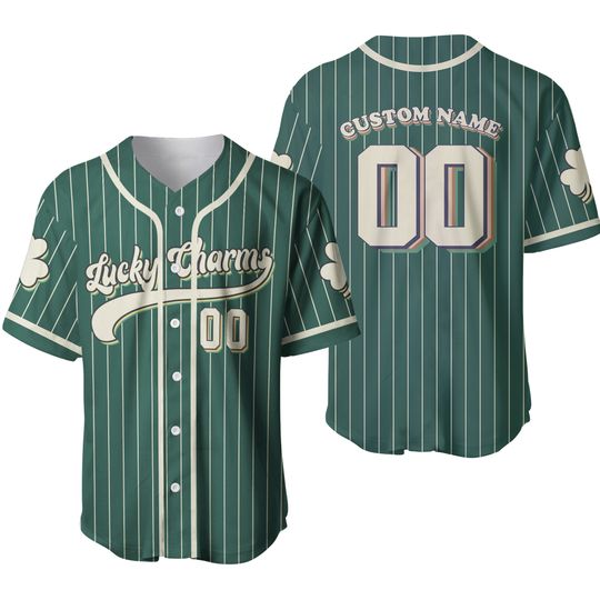 Discover Personalized St Patrick's Day Baseball Jersey, Custom Lucky Charms Baseball Jers