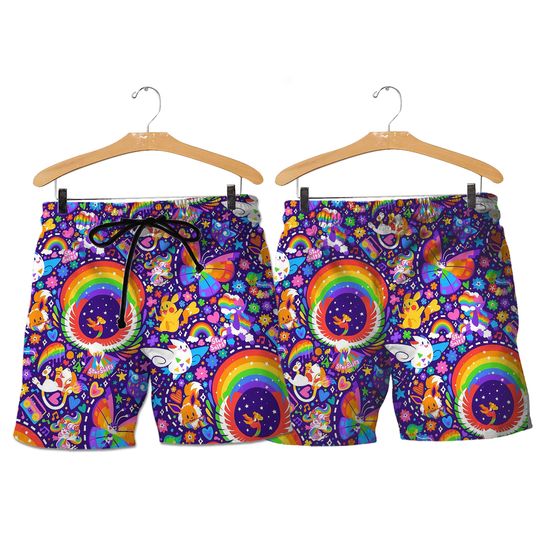 Discover Pika Eevee Hawaiian Shorts Cute Pika Eevee Summer Beach Short Gift