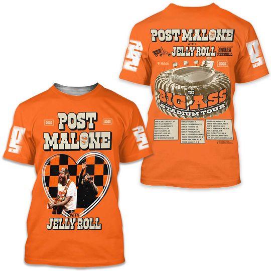 Discover Post Malone With Jelly Roll 2025 Tour 3D T-Shirt
