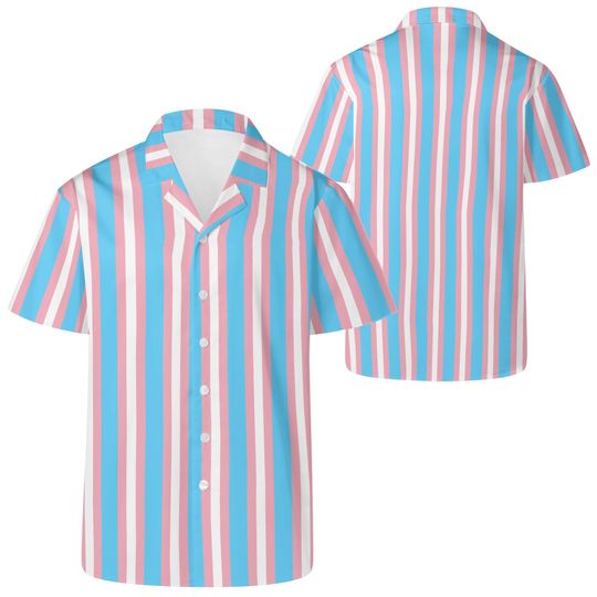 Discover Transgender Bold LGBTQ+ Vertical Stripe Shirt - Unisex Hawaiian Style