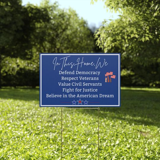 Discover Democratic Values Yard Sign, Defend Democracy Yard Sign, Fight for Justice Yard Sign