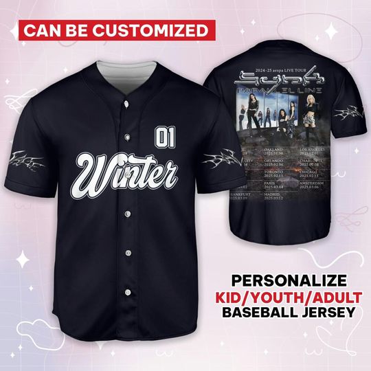 Discover Winter Aespa Live Tour 2024-25 Baseball Jersey, Kpop Jersey, Aespa Kpop Jersey, Aespa, Aespa Jersey, Aespa Kpop Jersey